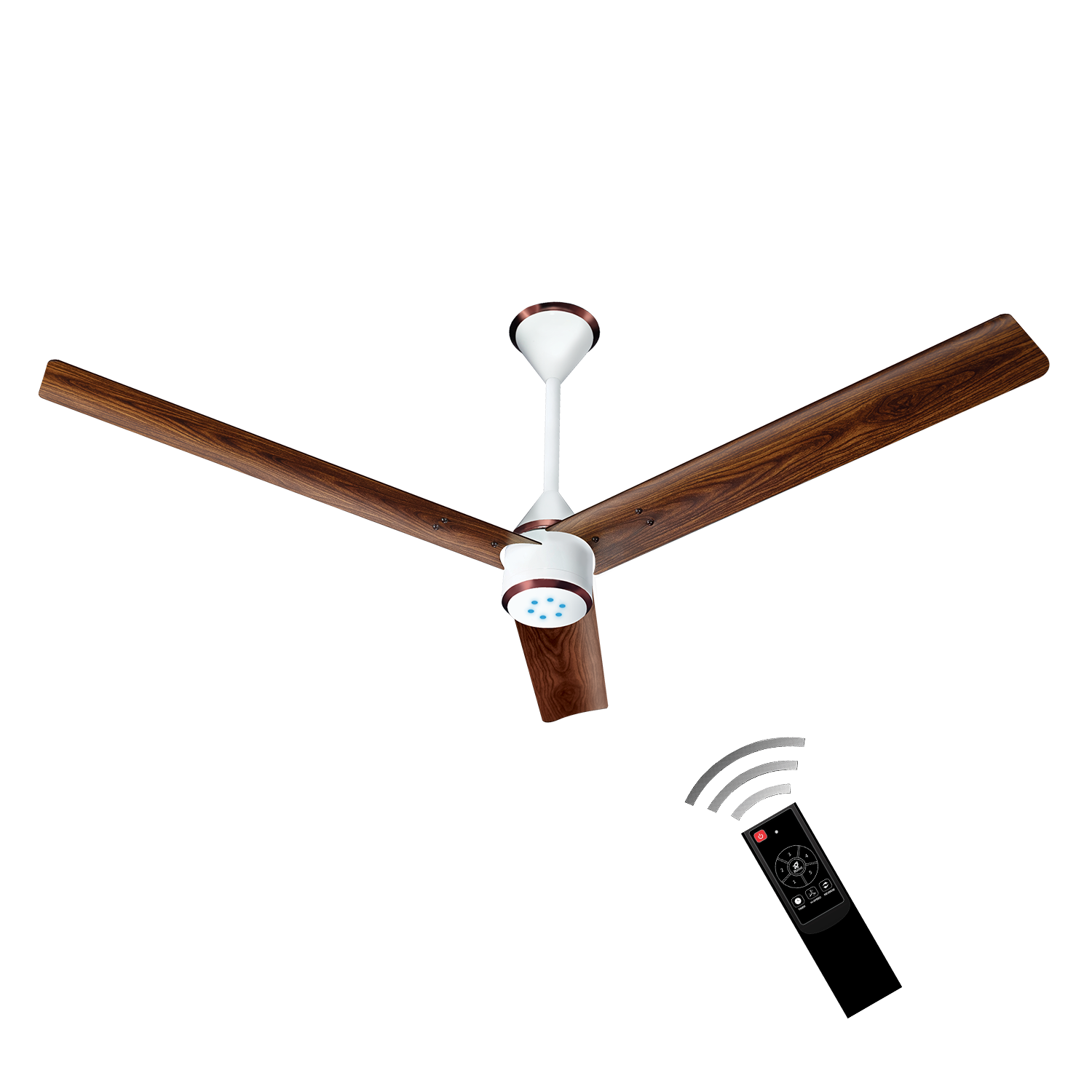 Size Zero Crown Wood BLDC Fan with IR Remote | 3-Year Warranty | 1200 mm | White Teakwood White Copper Finish