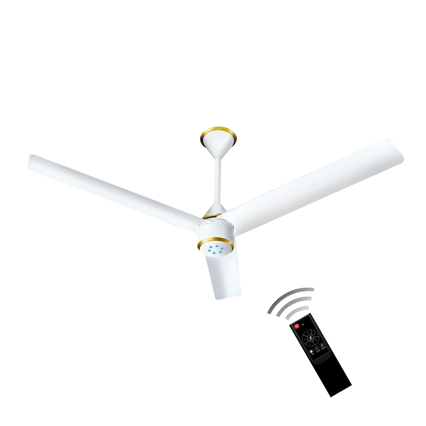 Size Zero Crown BLDC Fan with IR Remote | 3-Year Warranty | 1200 mm | White White White Chrome Finish