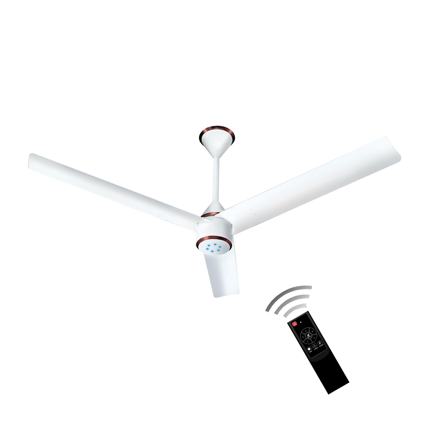 Size Zero Crown BLDC Fan with IR Remote | 3-Year Warranty | 1200 mm | White White White Chrome Finish