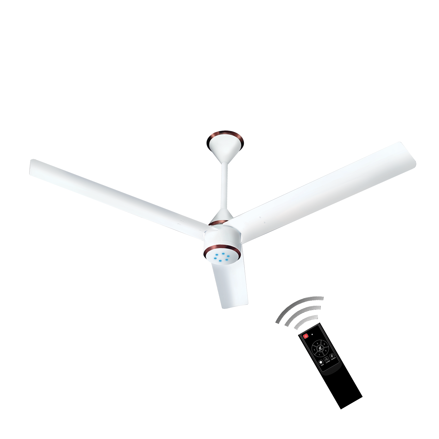 Size Zero Crown BLDC Fan with IR Remote | 3-Year Warranty | 1200 mm | White White White Chrome Finish
