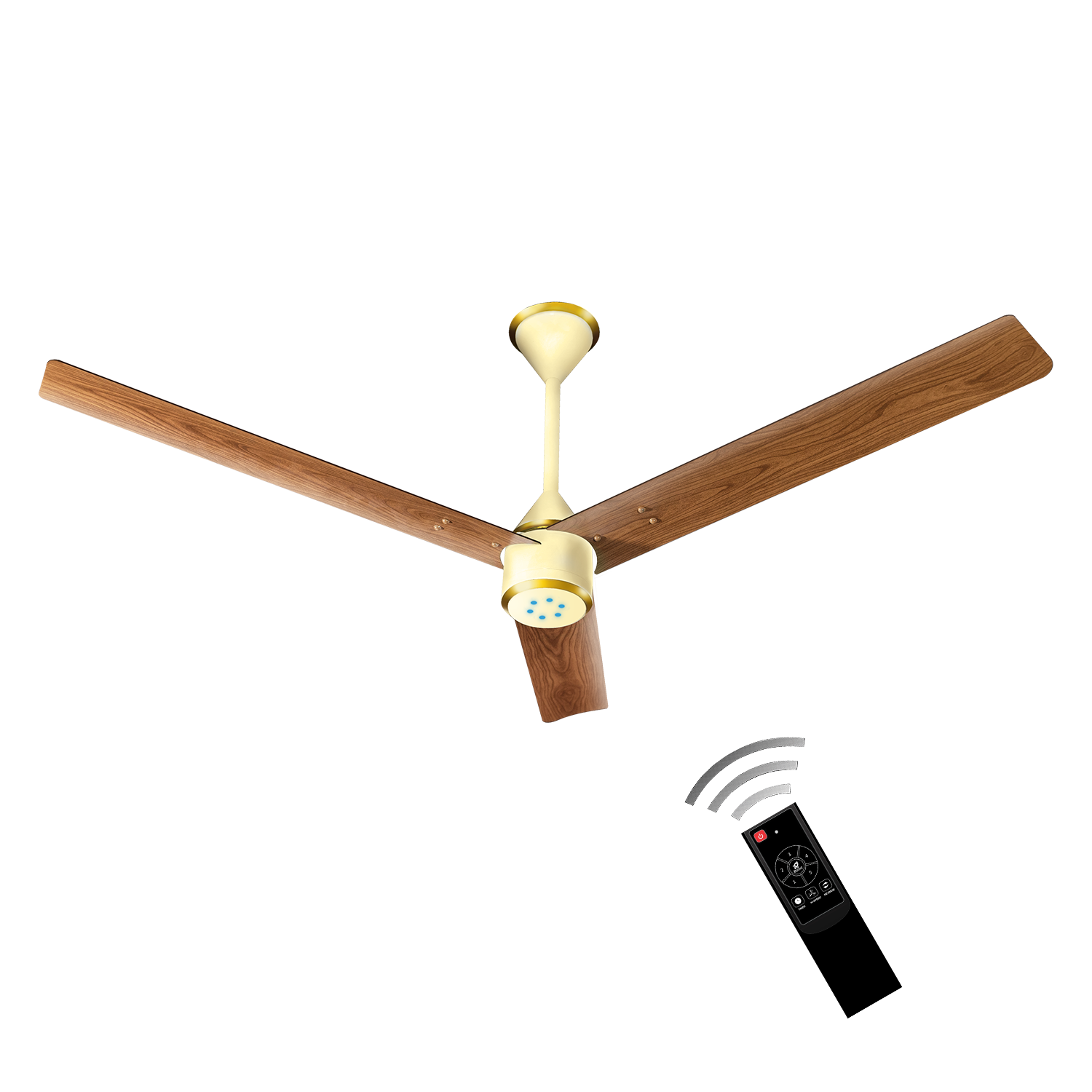 Size Zero Crown Wood BLDC Fan with IR Remote | 3-Year Warranty | 1200 mm | White Teakwood White Copper Finish