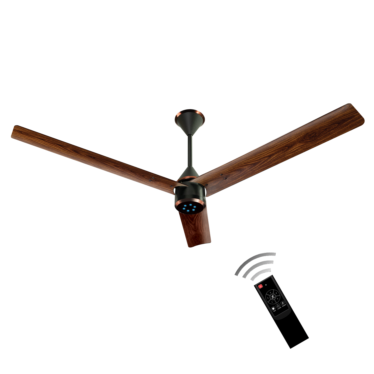 Size Zero Crown Wood BLDC Fan with IR Remote | 3-Year Warranty | 1200 mm | White Teakwood White Copper Finish