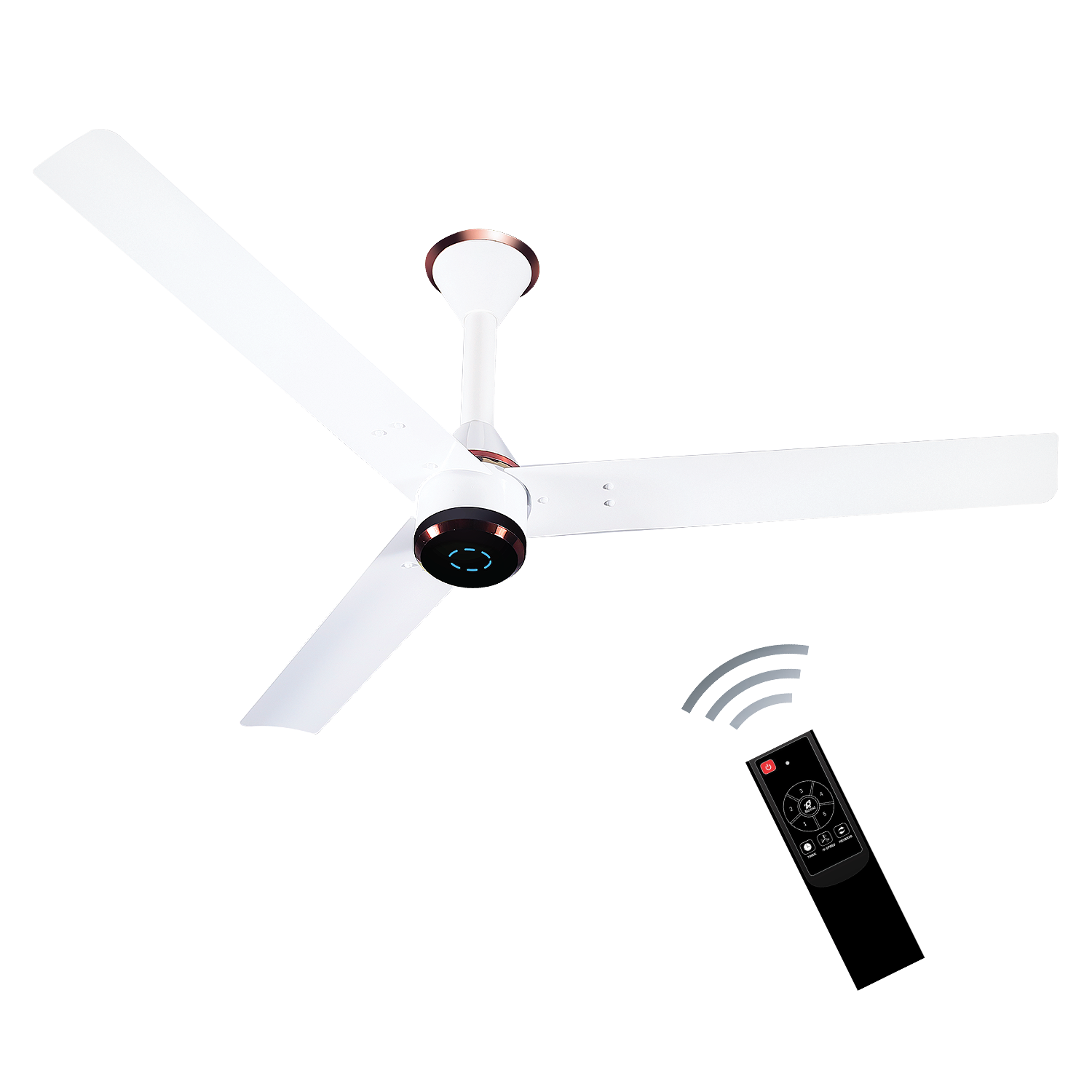 Size Zero Crown Plus BLDC Fan with IR Remote | 3-Year Warranty | 1200 mm | White White Black Copper Finish