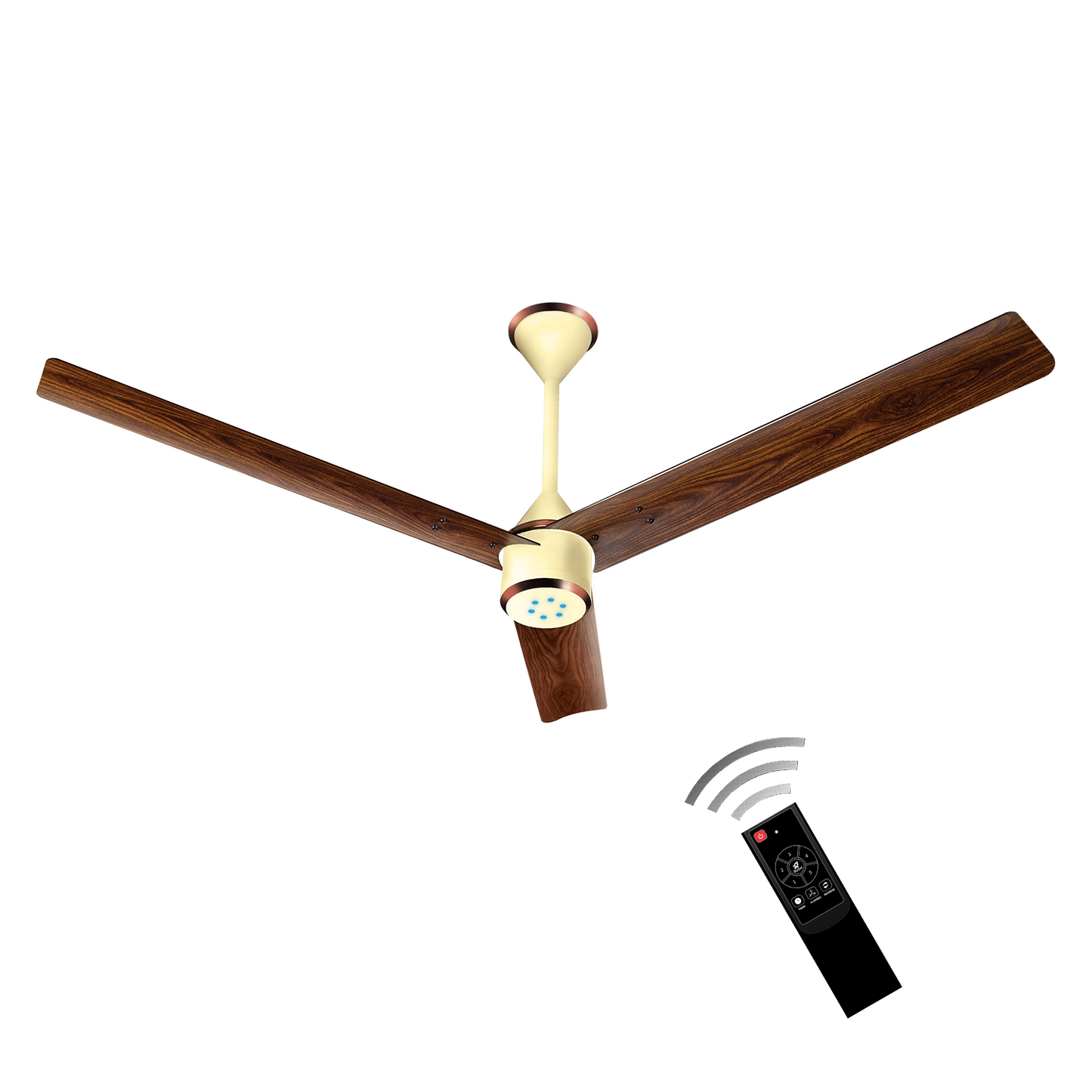 Size Zero Crown Wood BLDC Fan with IR Remote | 3-Year Warranty | 1200 mm | White Teakwood White Copper Finish