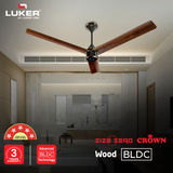 Size Zero Crown Wood BLDC Fan with IR Remote | 3-Year Warranty | 1200 mm | White Teakwood White Copper Finish