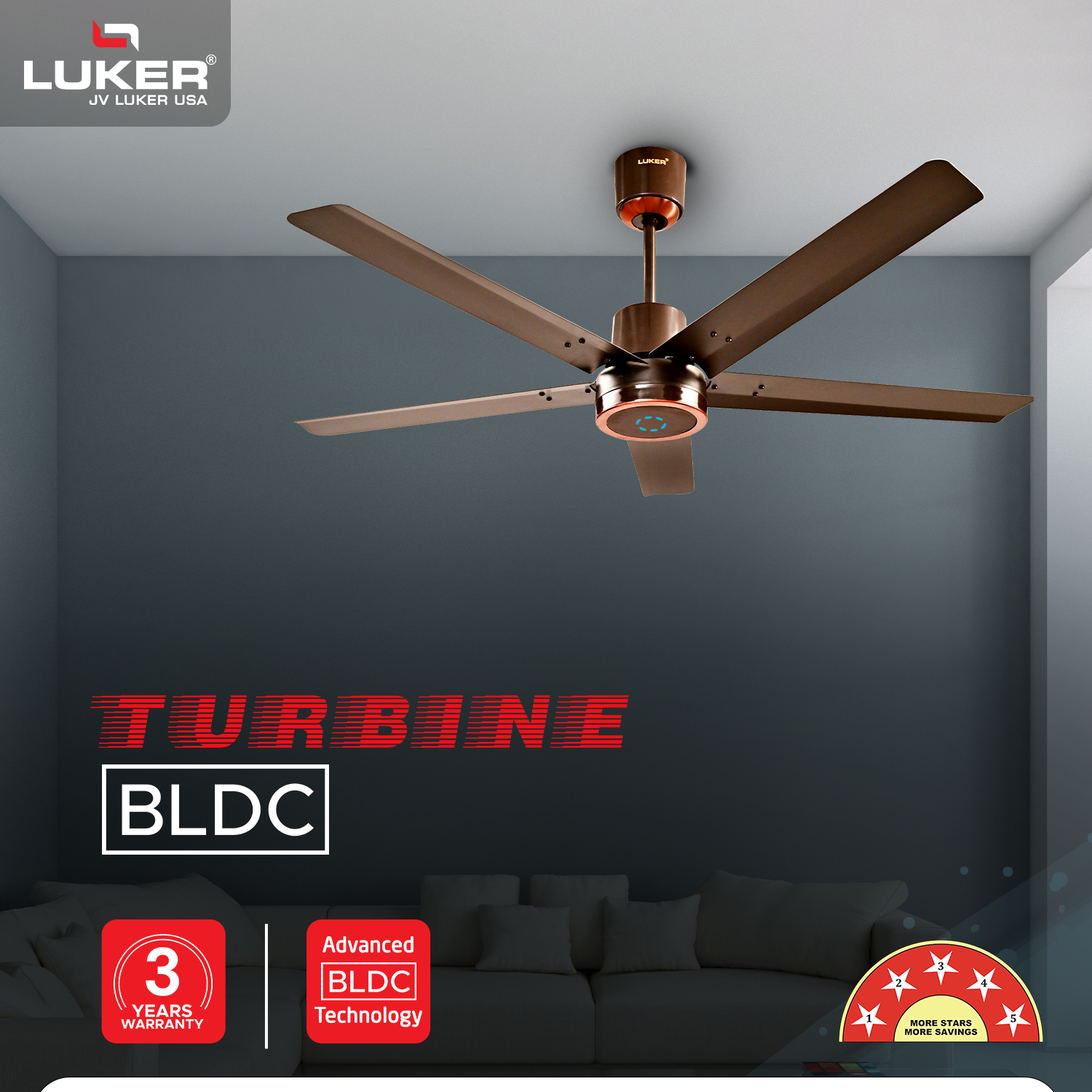 Turbine BLDC Fan with IR Remote | 3-Year Warranty | 1200 mm | White Finish