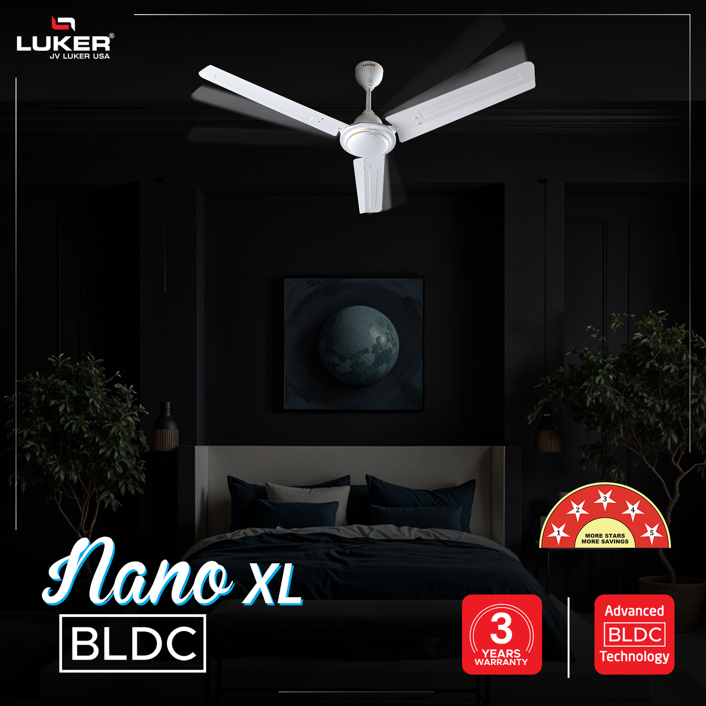 Nano XL Standard Ceiling Fan with Regulator | 2-Year Warranty | 1200 mm