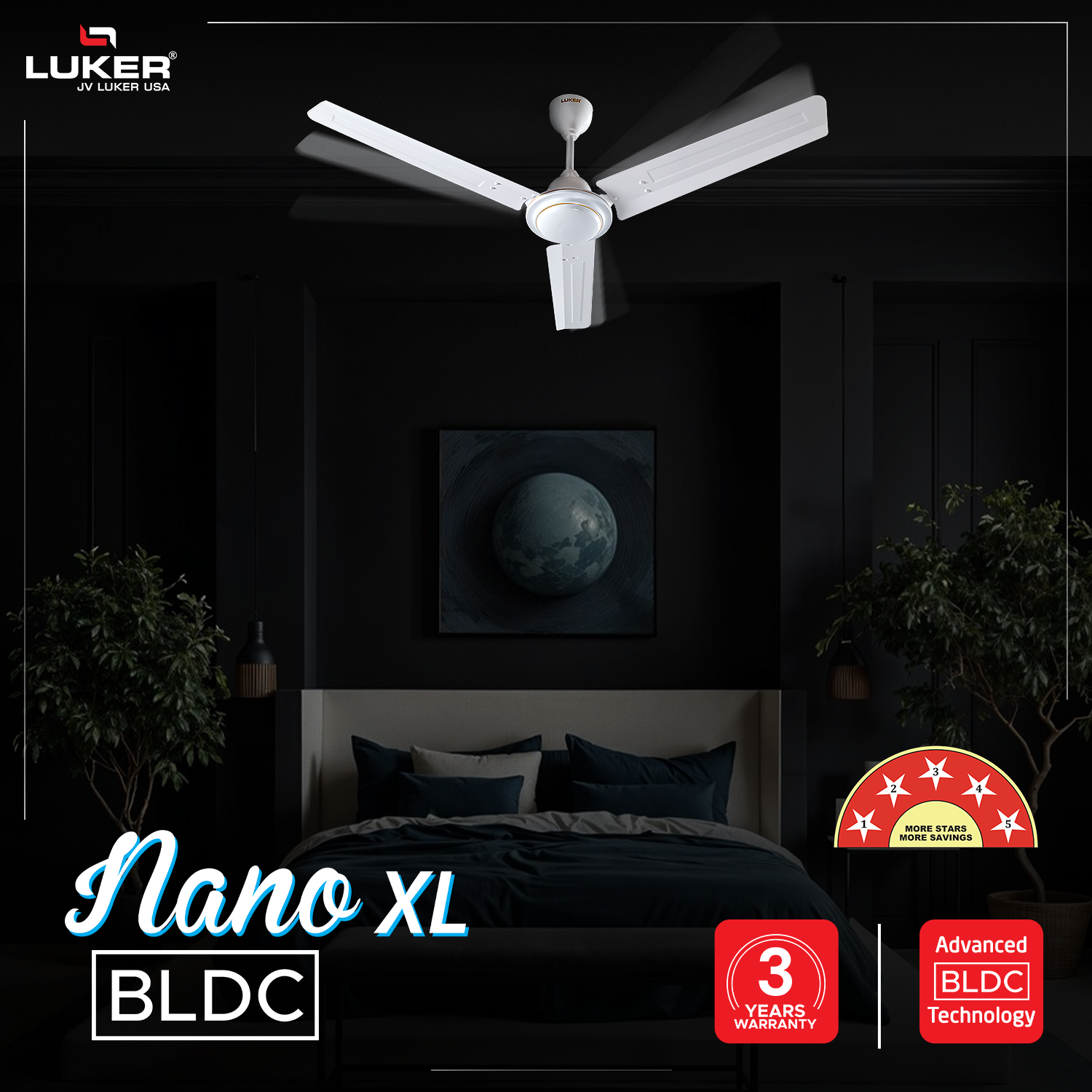 Nano XL Standard Ceiling Fan with Regulator | 2-Year Warranty | 1200 mm