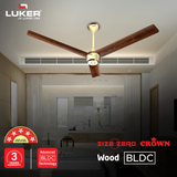 Size Zero Crown Wood BLDC Fan with IR Remote | 3-Year Warranty | 1200 mm | White Teakwood White Copper Finish