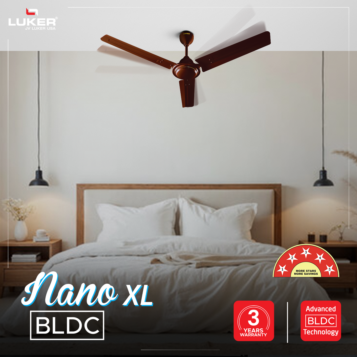 Nano XL Standard Ceiling Fan with Regulator | 2-Year Warranty | 1200 mm