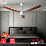 Radial Wood BLDC Ceiling Fan with IR Remote | 3-Year Warranty | 1200 mm