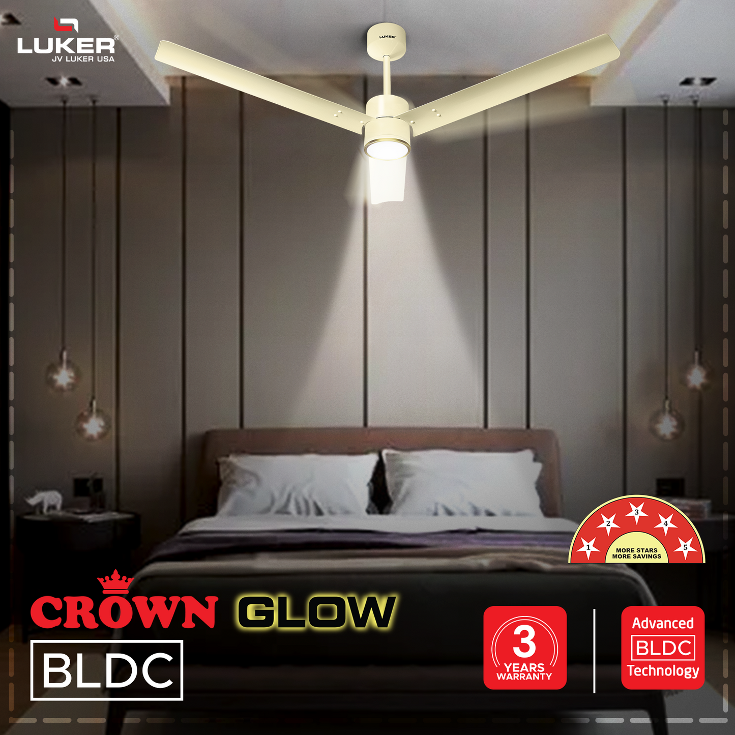 Size Zero Crown Glow BLDC Ceiling Fan with 3 Mode Underlight | IR Remote | 3-Year Warranty | 1200 mm