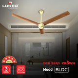 Size Zero Crown Wood BLDC Fan with IR Remote | 3-Year Warranty | 1200 mm | White Teakwood White Copper Finish