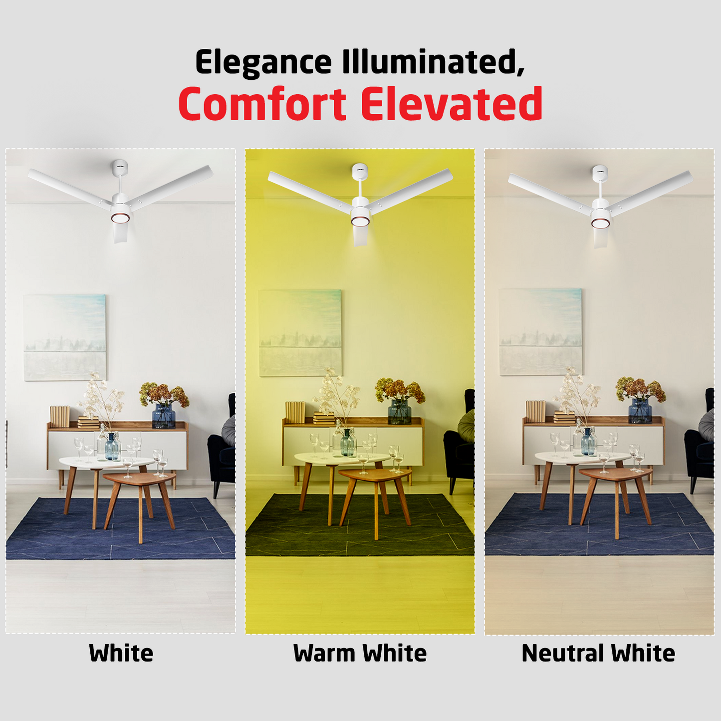 Size Zero Crown Glow BLDC Ceiling Fan with 3 Mode Underlight | IR Remote | 3-Year Warranty | 1200 mm | White White Copper Finish