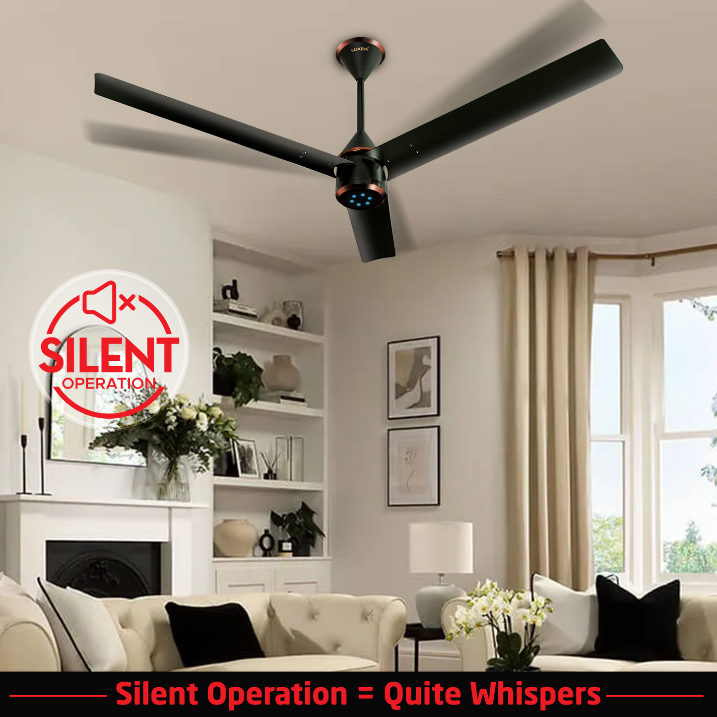 Size Zero Crown BLDC Fan with IR Remote | 3-Year Warranty | 1200 mm | White White White Chrome Finish