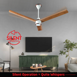 Size Zero Crown Wood BLDC Fan with IR Remote | 3-Year Warranty | 1200 mm | White Teakwood White Copper Finish