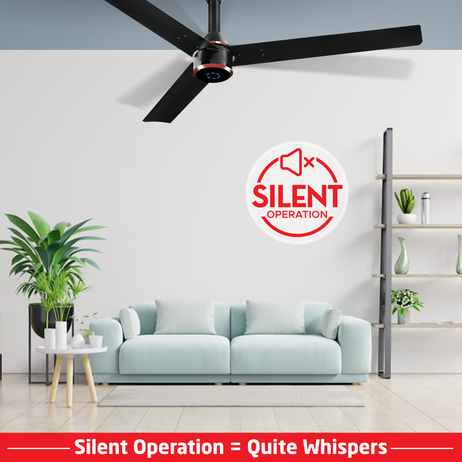 Size Zero Crown Plus BLDC Fan with IR Remote | 3-Year Warranty | 1200 mm | White White Black Copper Finish