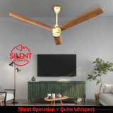 Size Zero Crown Wood BLDC Fan with IR Remote | 3-Year Warranty | 1200 mm | White Teakwood White Copper Finish