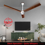 Size Zero Crown Wood BLDC Fan with IR Remote | 3-Year Warranty | 1200 mm | White Teakwood White Copper Finish