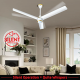 Size Zero Crown BLDC Fan with IR Remote | 3-Year Warranty | 1200 mm | White White White Chrome Finish