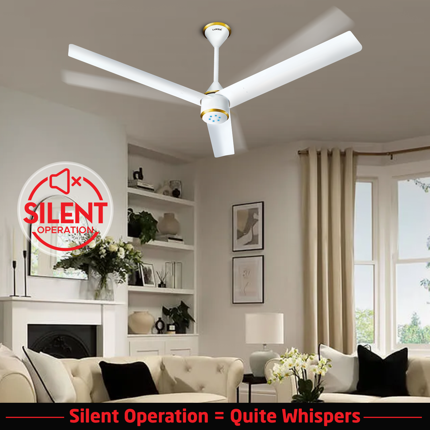Size Zero Crown BLDC Fan with IR Remote | 3-Year Warranty | 1200 mm | White White White Chrome Finish