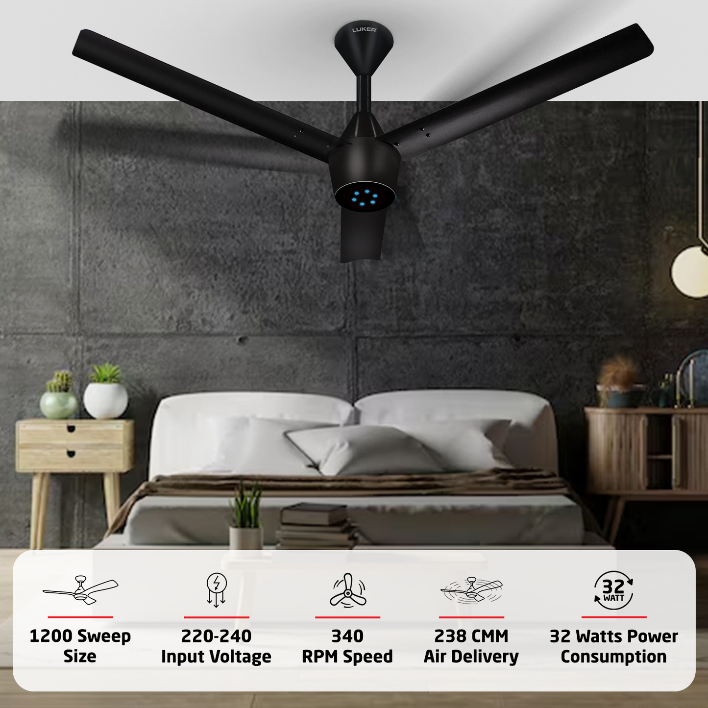 Radial Plus BLDC Ceiling Fan with IR Remote | 3-Year Warranty | 1200 mm