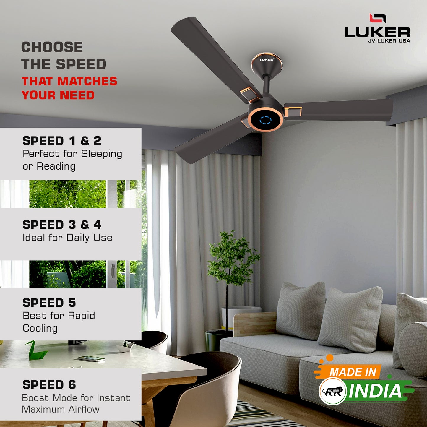 Size Alpha Galaxy BLDC Fan with IR Remote | 3-Year Warranty | 1320 mm