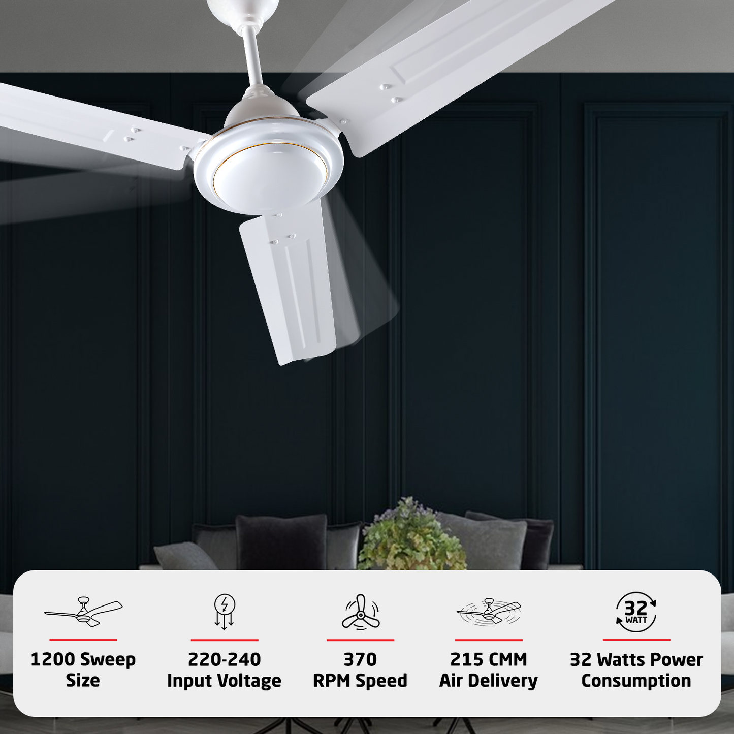 Nano XL BLDC Ceiling Fan with IR Remote | 2-Year Warranty | 1200 mm