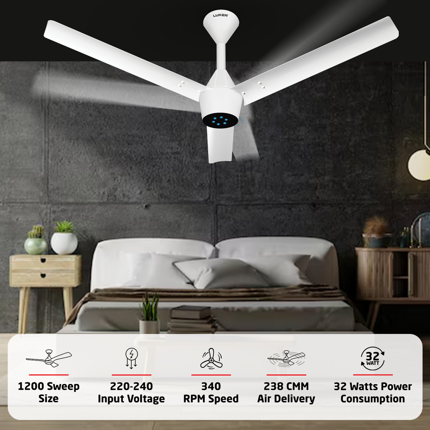 Radial Plus BLDC Ceiling Fan with IR Remote | 3-Year Warranty | 1200 mm