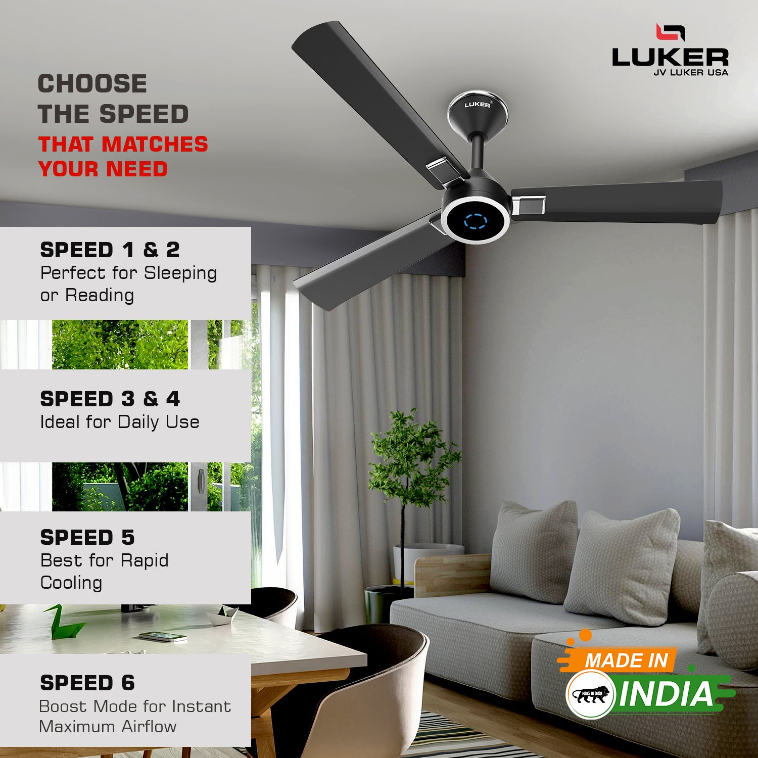 Size Alpha Galaxy BLDC Fan with IR Remote | 3-Year Warranty | 1320 mm
