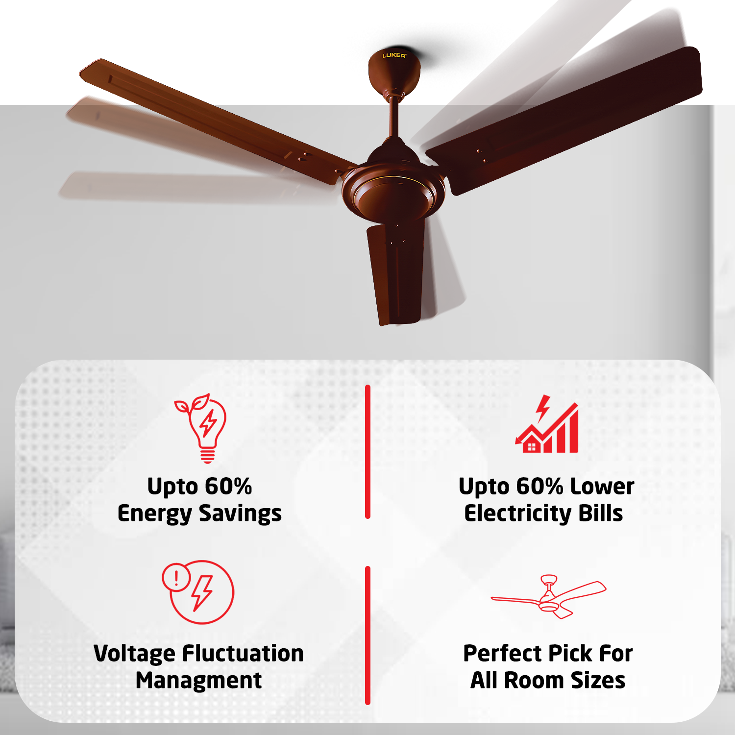 Nano XL Standard Ceiling Fan with Regulator | 2-Year Warranty | 1200 mm