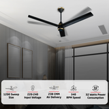 Size Zero Crown BLDC Fan with IR Remote | 3-Year Warranty | 1200 mm | White White White Chrome Finish