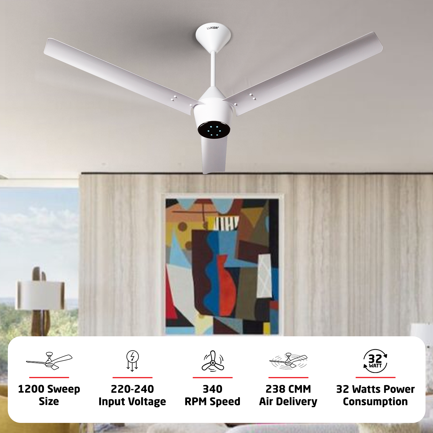 Radial BLDC Ceiling Fan with IR Remote | 3-Year Warranty | 1200 mm