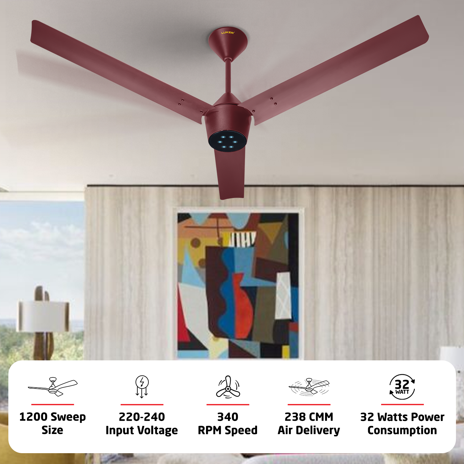 Radial BLDC Ceiling Fan with IR Remote | 3-Year Warranty | 1200 mm
