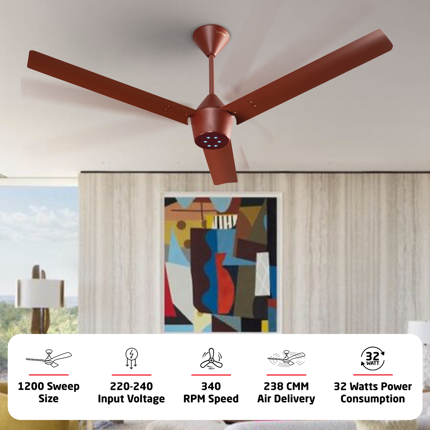 Radial BLDC Ceiling Fan with IR Remote | 3-Year Warranty | 1200 mm