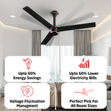 Size Zero Crown Plus BLDC Fan with IR Remote | 3-Year Warranty | 1200 mm | White White Black Copper Finish