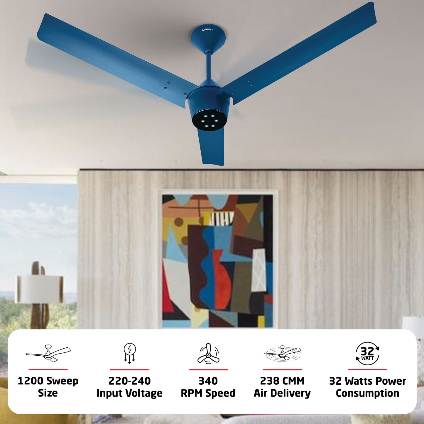 Radial BLDC Ceiling Fan with IR Remote | 3-Year Warranty | 1200 mm
