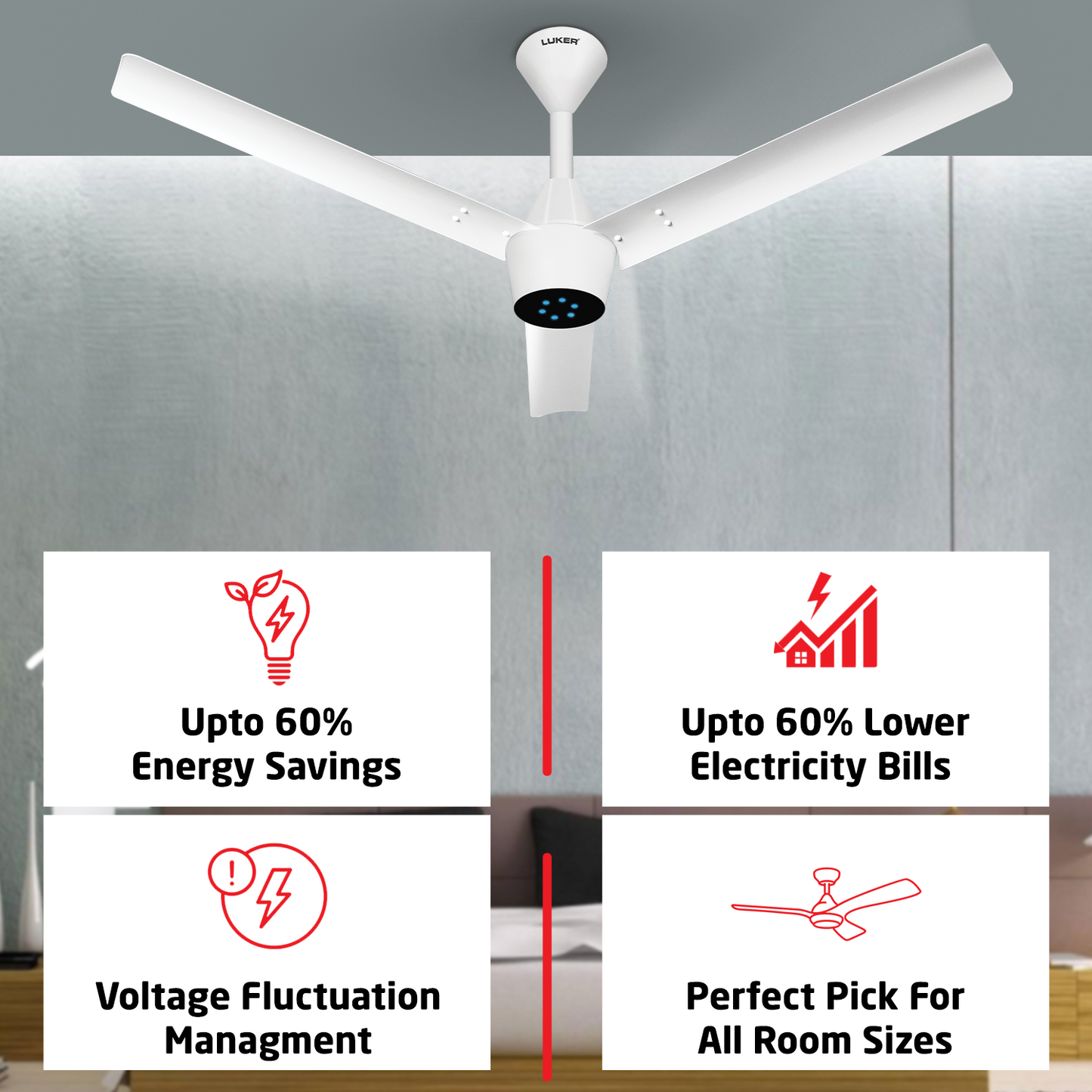 Radial Plus BLDC Ceiling Fan with IR Remote | 3-Year Warranty | 1200 mm