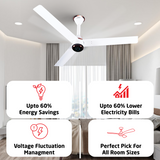 Size Zero Crown Plus BLDC Fan with IR Remote | 3-Year Warranty | 1200 mm | White White Black Copper Finish