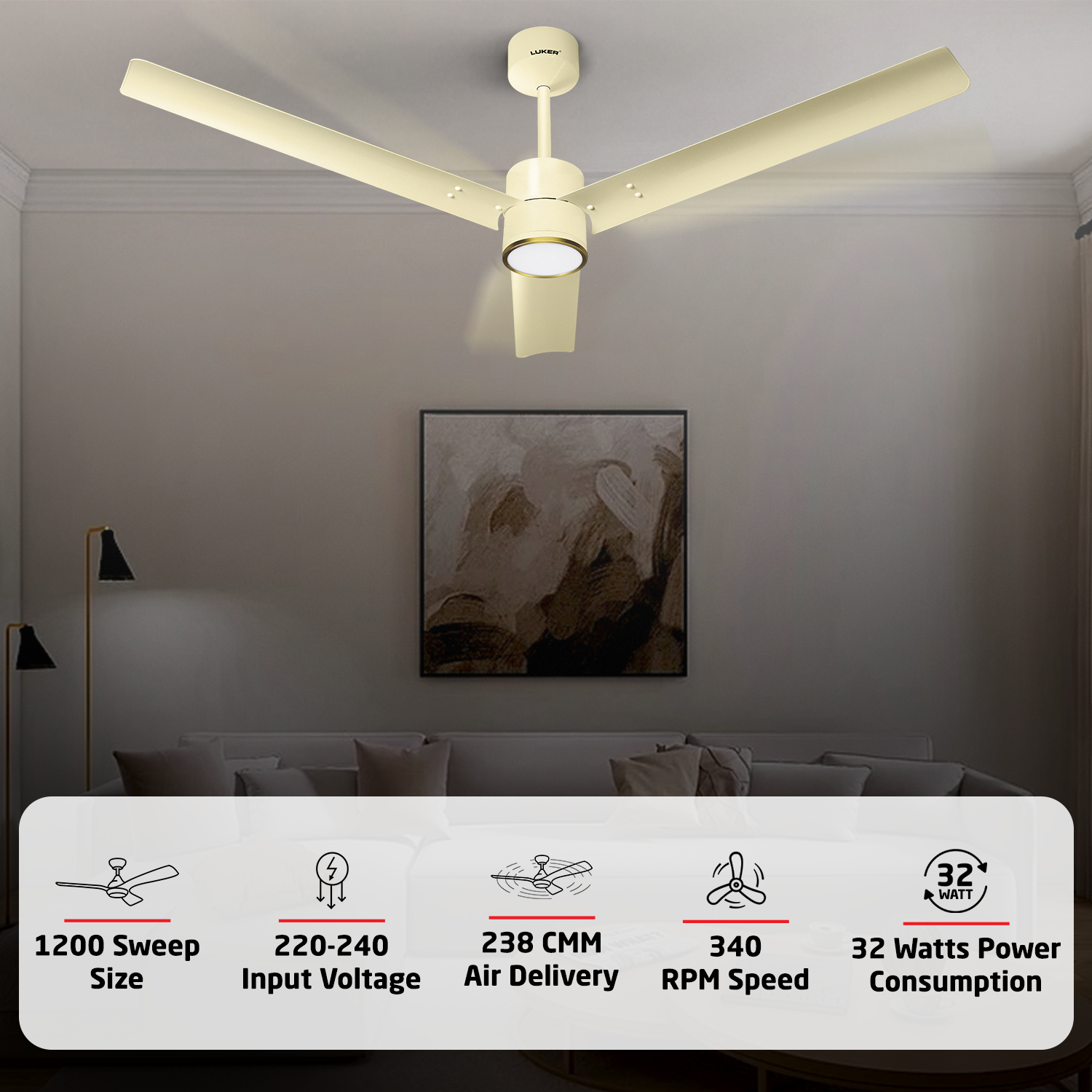 Size Zero Crown Glow BLDC Ceiling Fan with 3 Mode Underlight | IR Remote | 3-Year Warranty | 1200 mm