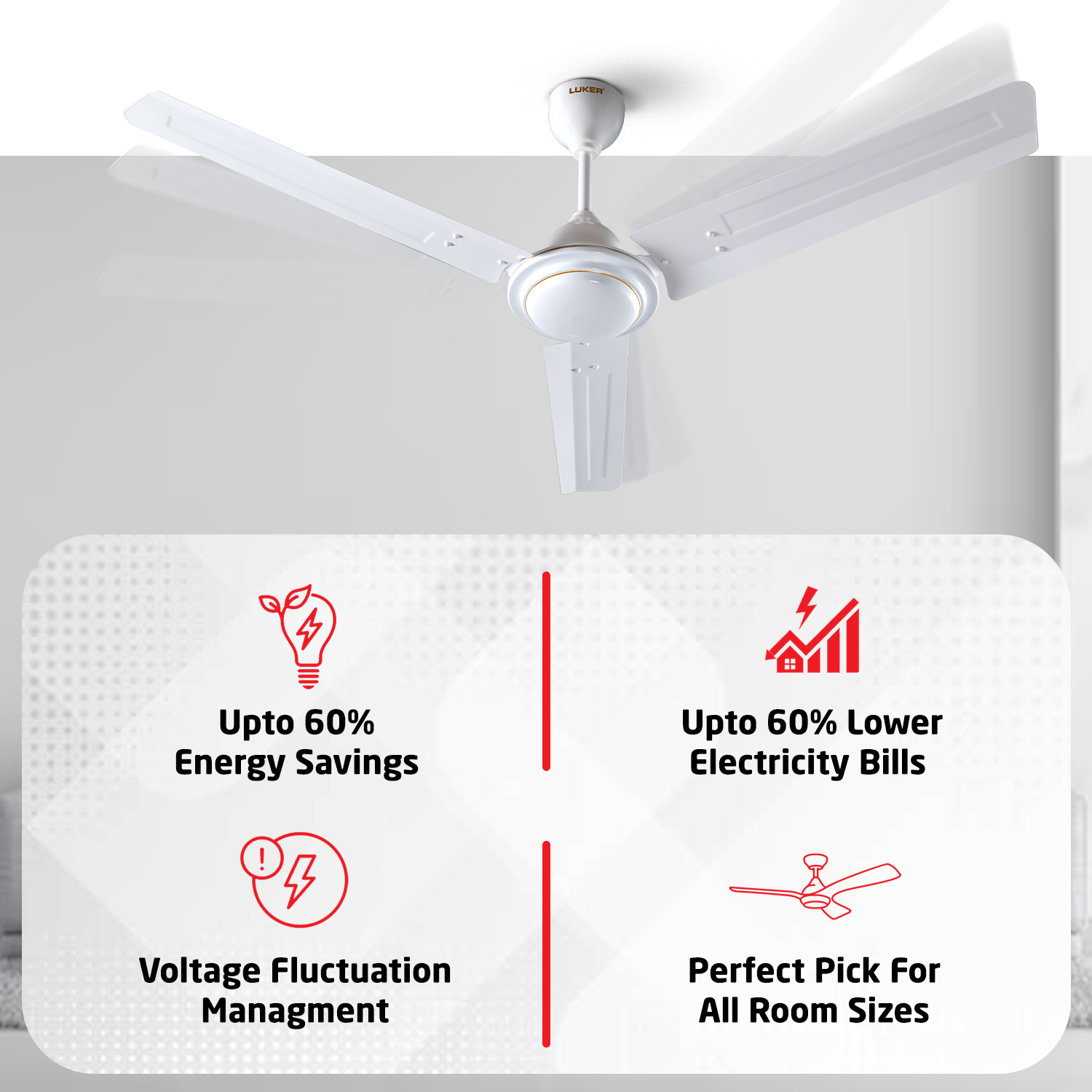 Nano XL Standard Ceiling Fan with Regulator | 2-Year Warranty | 1200 mm
