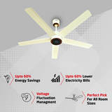 Turbine BLDC Fan with IR Remote | 3-Year Warranty | 1200 mm | White Finish
