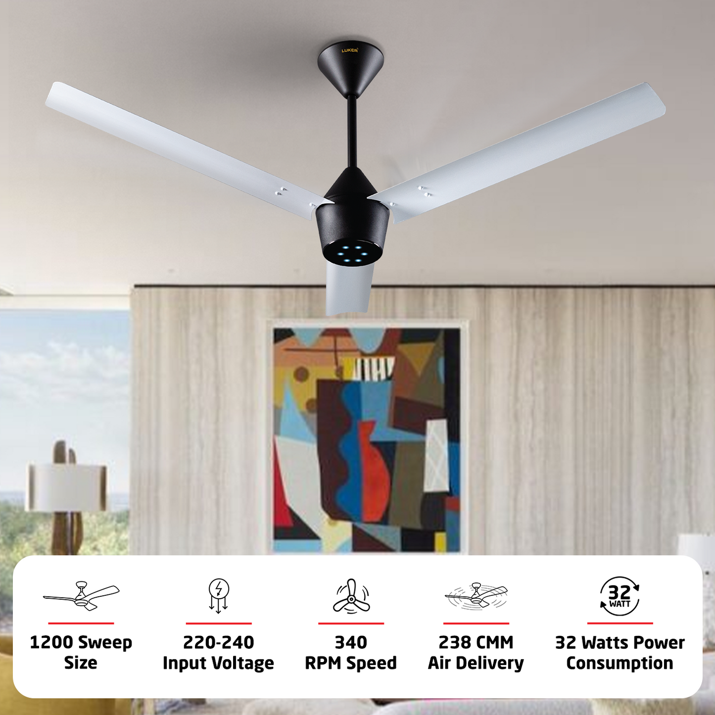 Radial BLDC Ceiling Fan with IR Remote | 3-Year Warranty | 1200 mm