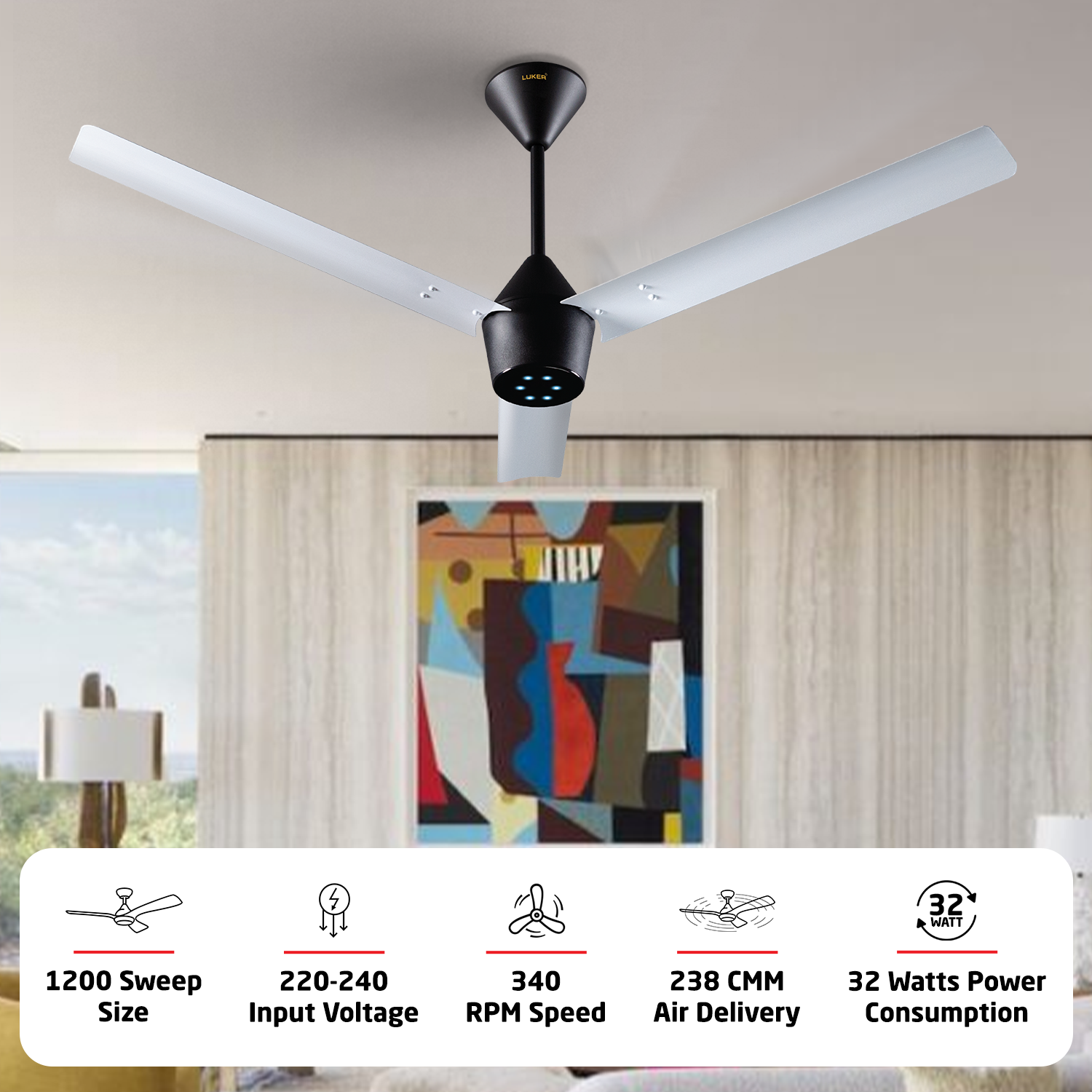 Radial BLDC Ceiling Fan with IR Remote | 3-Year Warranty | 1200 mm
