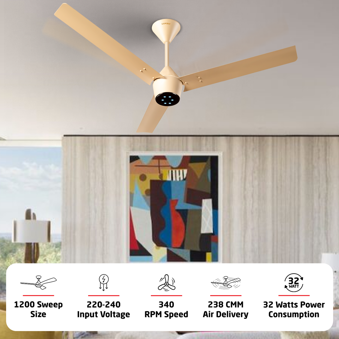 Radial BLDC Ceiling Fan with IR Remote | 3-Year Warranty | 1200 mm