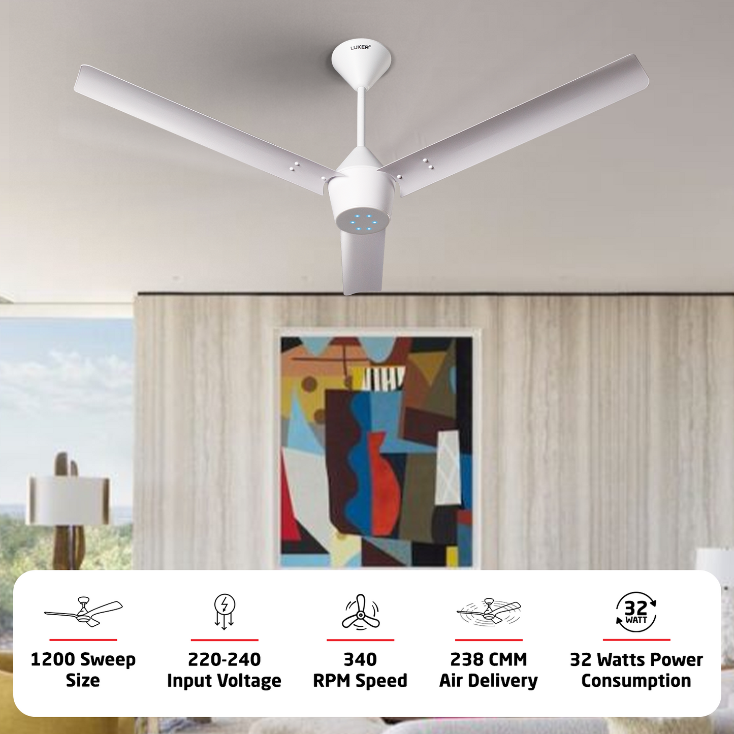 Radial BLDC Ceiling Fan with IR Remote | 3-Year Warranty | 1200 mm