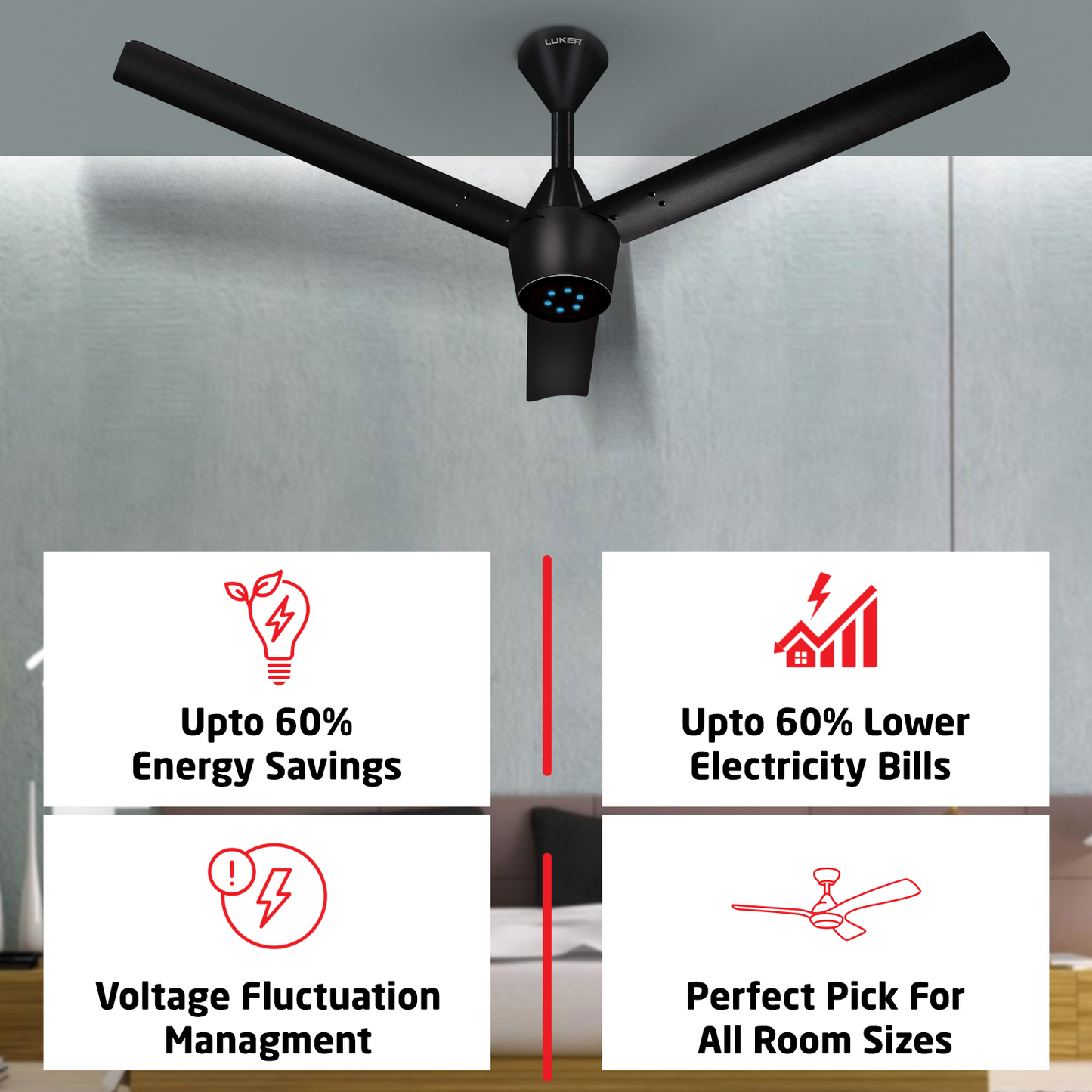 Radial Plus BLDC Ceiling Fan with IR Remote | 3-Year Warranty | 1200 mm