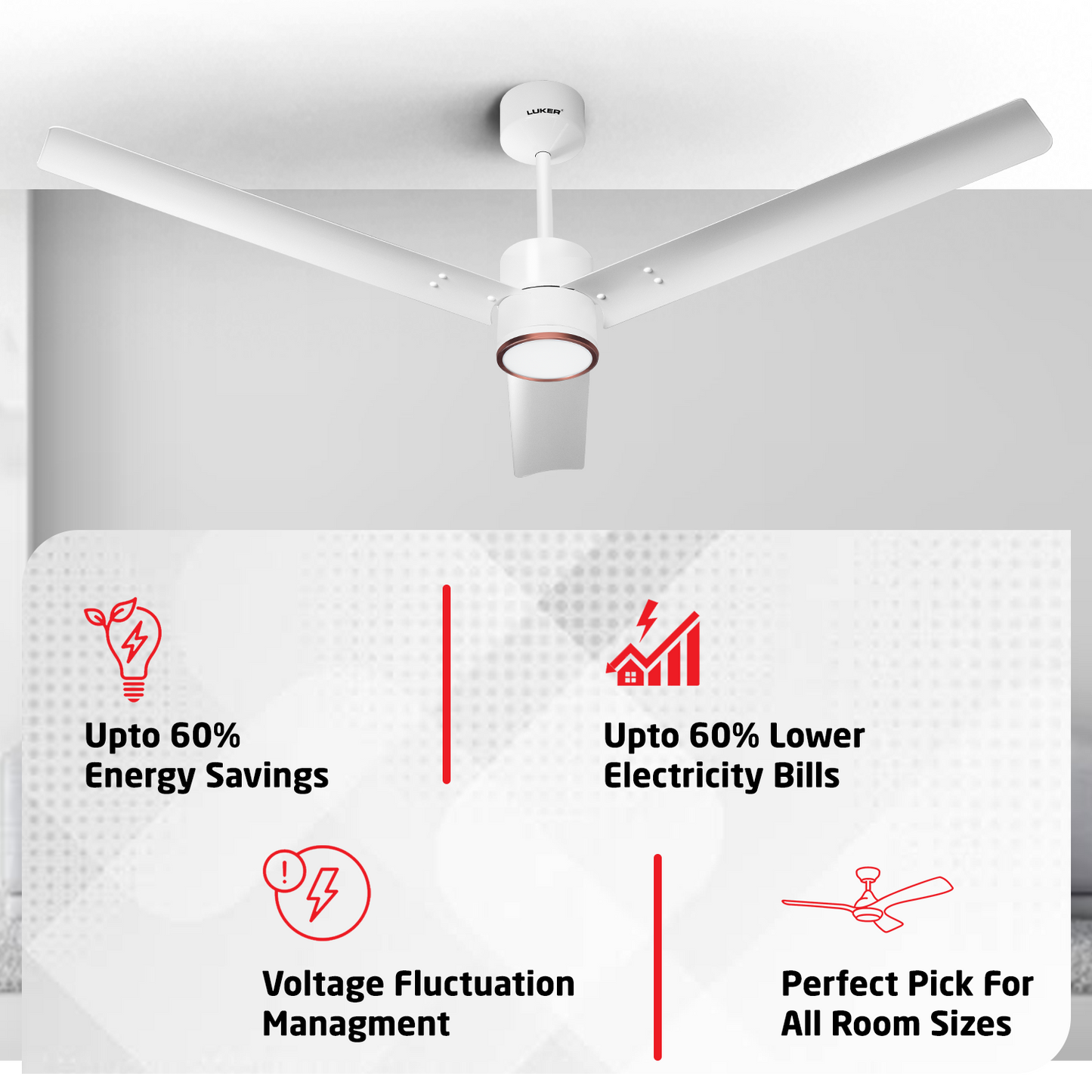 Size Zero Crown Glow BLDC Ceiling Fan with 3 Mode Underlight | IR Remote | 3-Year Warranty | 1200 mm | White White Copper Finish