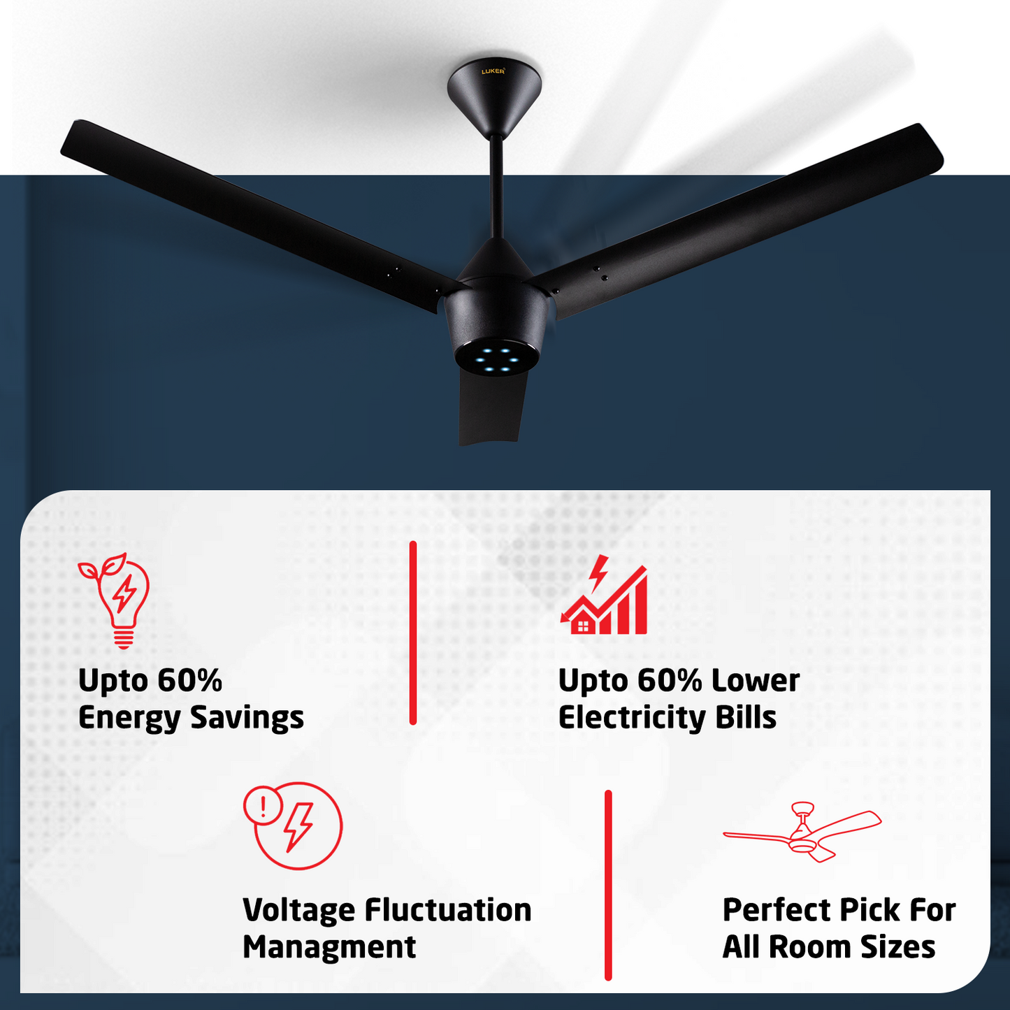 Radial BLDC Ceiling Fan with IR Remote | 3-Year Warranty | 1200 mm