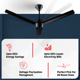 Radial BLDC Ceiling Fan with IR Remote | 3-Year Warranty | 1200 mm